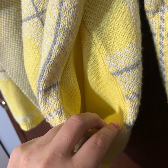 Talbots size M long sleeve bright yellows with gray accents blazer, pockets - Picture 7 of 10